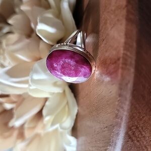 Solid Sterling Silver Natural Faceted Ruby Ring Size 8